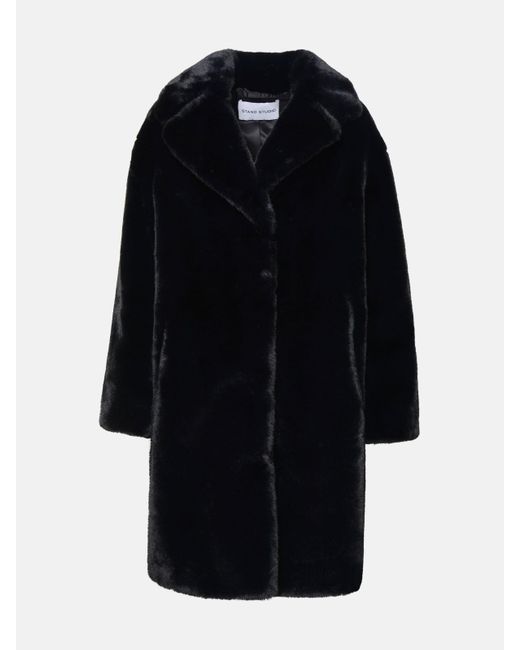 Stand Studio 'camille Cocoon' Synthetic Fur Coat in Black Lyst
