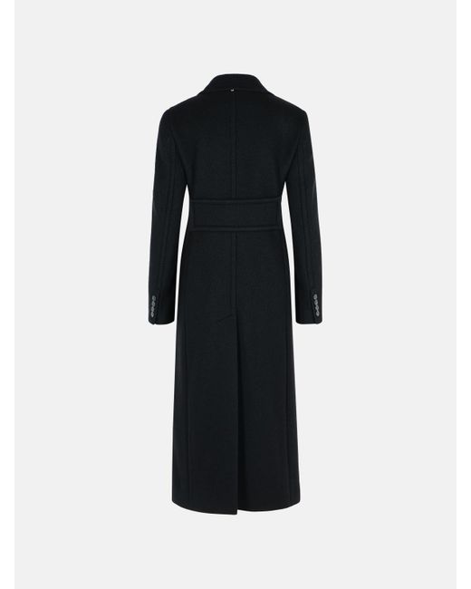 Sportmax Black Double-Breasted 'Comune' Virgin Wool Coat