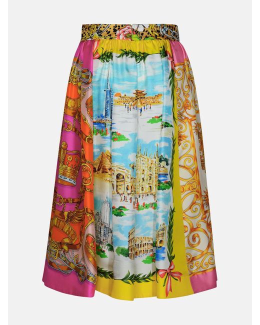 Moschino Multicolor Color Silk Skirt