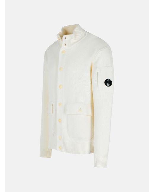 C P Company White 'grs' Wool Blend Sweater for men