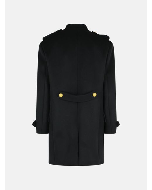 Balmain Black Wool And Cashmere Coat for men