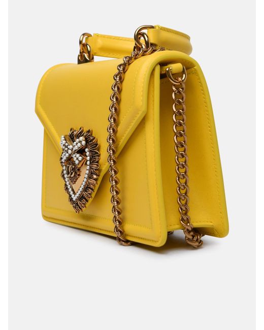 Dolce & Gabbana Yellow Small 'devotion' Leather Bag