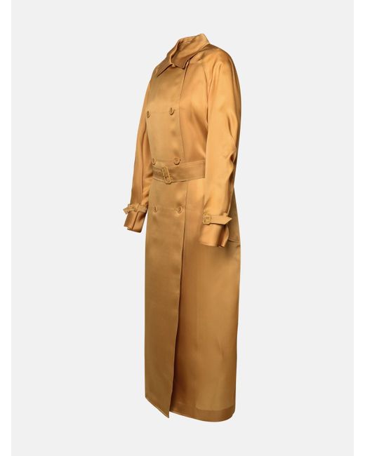 Max Mara Brown 'sacco' Silk Leather Trench Coat