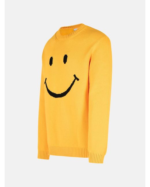 Moschino Yellow 'Smile' Cotton Blend Sweater for men