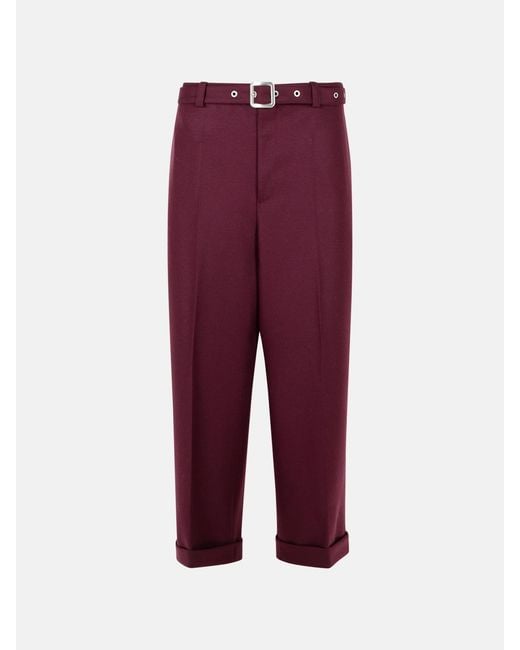 Jil Sander Purple Wine Wool Pants for men