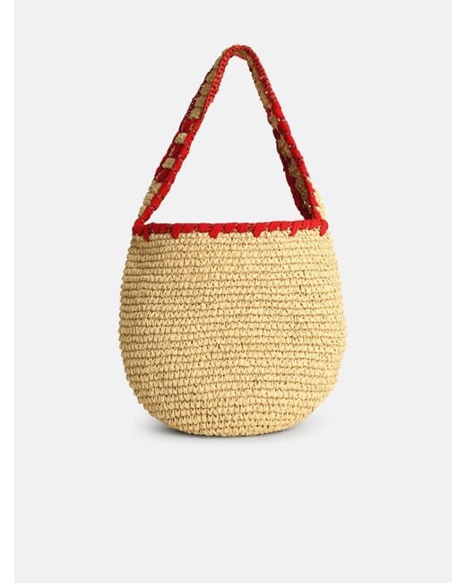 Marni Medium 'hobo Nassa' Bag In Red Natural Raffia