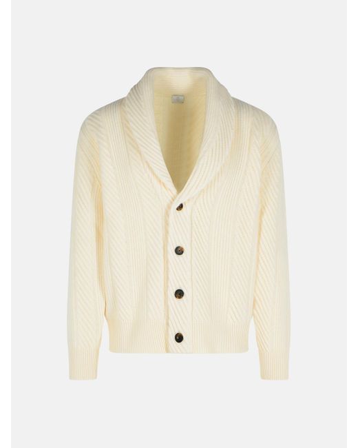 Eleventy Natural Ivory Wool Blend Cardigan for men