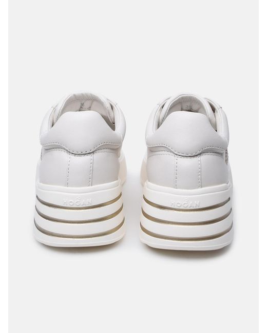 Hogan White Beige Leather Sneakers