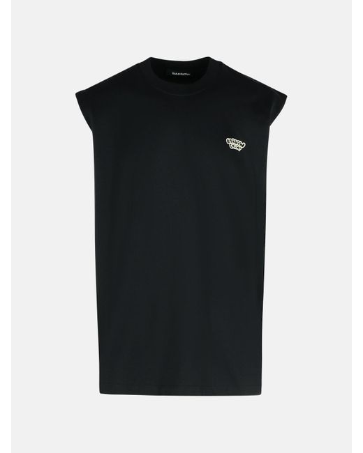 Barrow Black Cotton Tank Top for men