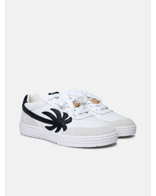 Palm Angels White 'palm Beach University' Leather Sneakers for men