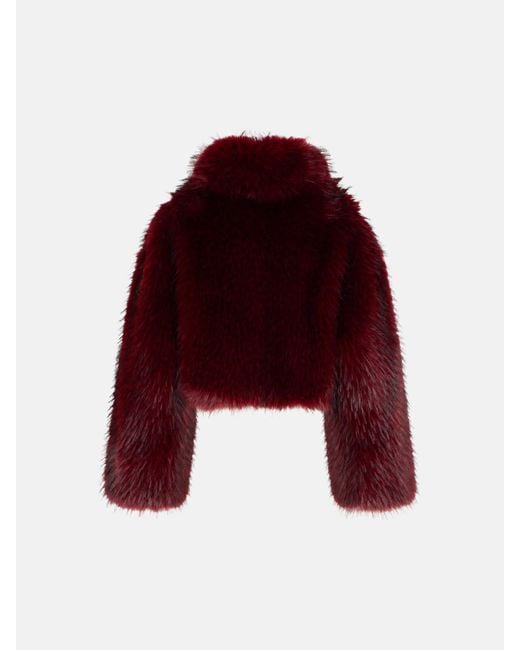 ROTATE BIRGER CHRISTENSEN Red 'salia' Burgundy Polyester Faux Fur Coat