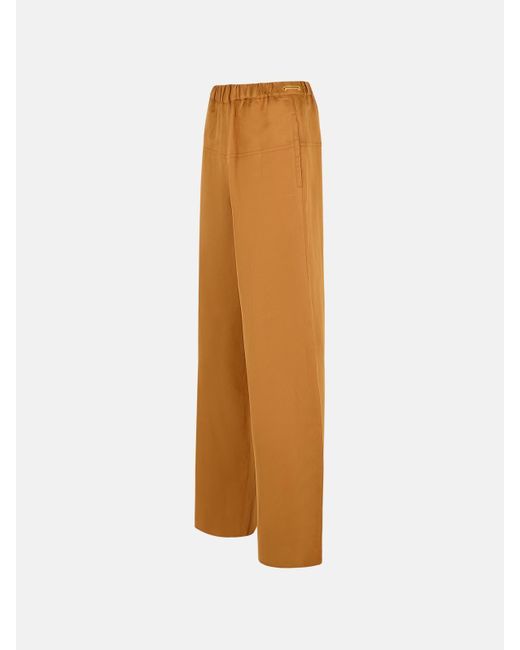 【送料&関税込】Max Mara onore Brown Linen Blend Trousers Max Mara 'onore' Linen Blend Trousers in Natural | Lyst