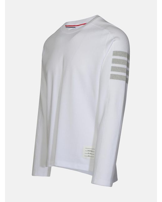 Thom Browne White Cotton Sweater for men