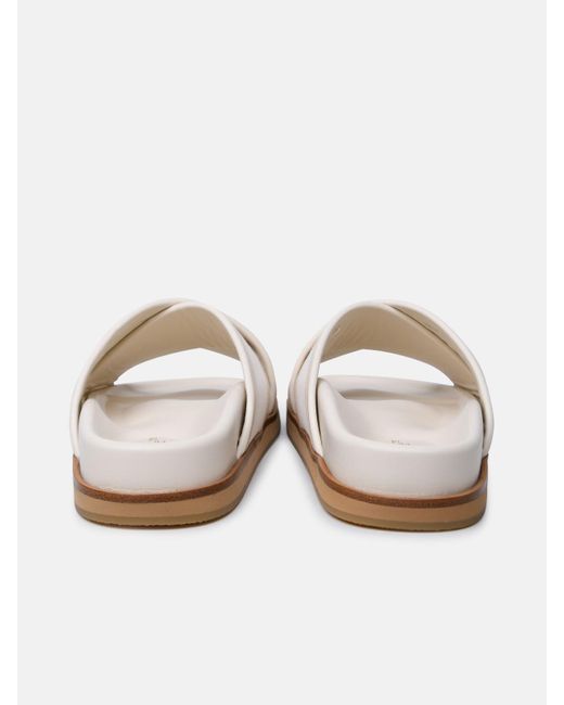 Off-White c/o Virgil Abloh White 'cloud Criss Cross' Slippers In Leather Blend