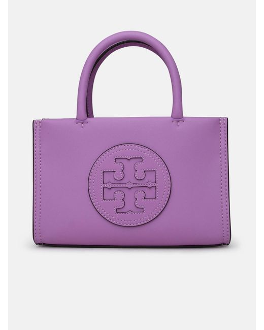 Tory Burch Ella Mini Purple Leather Tote Bag
