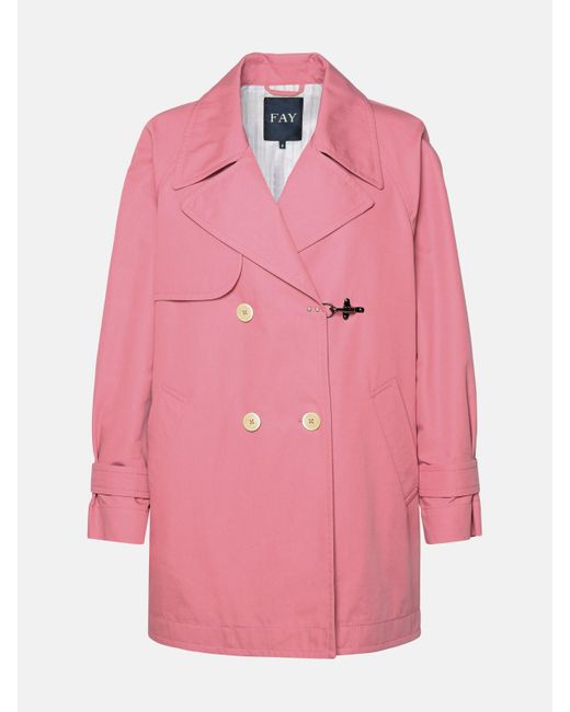 Fay Pink Double-breasted Cotton Trench Coat