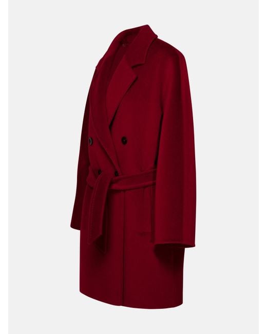 Max Mara Red Burgundy Wool Blend Coat