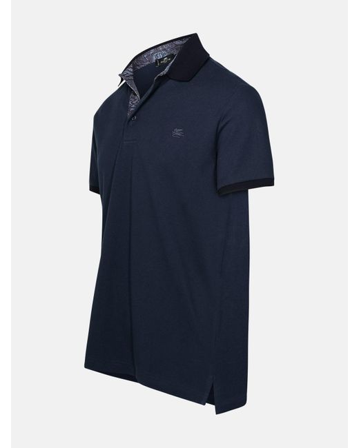 Etro Blue Polo Shirt In Cotton for men