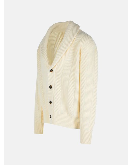 Eleventy Natural Ivory Wool Blend Cardigan for men