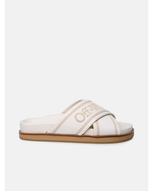 Off-White c/o Virgil Abloh White 'cloud Criss Cross' Slippers In Leather Blend