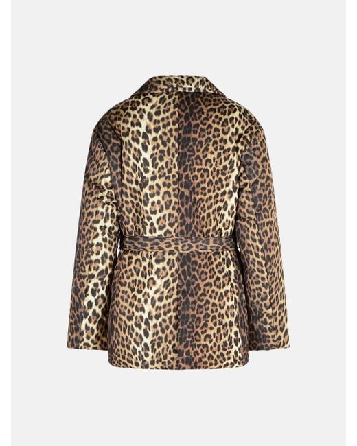 P.A.R.O.S.H. Brown 'Pupil' Leopard Print Polyester Jacket
