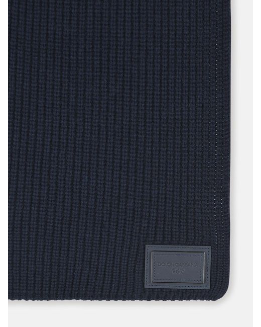 Dolce & Gabbana Blue 'Dg' Patch Scarf for men