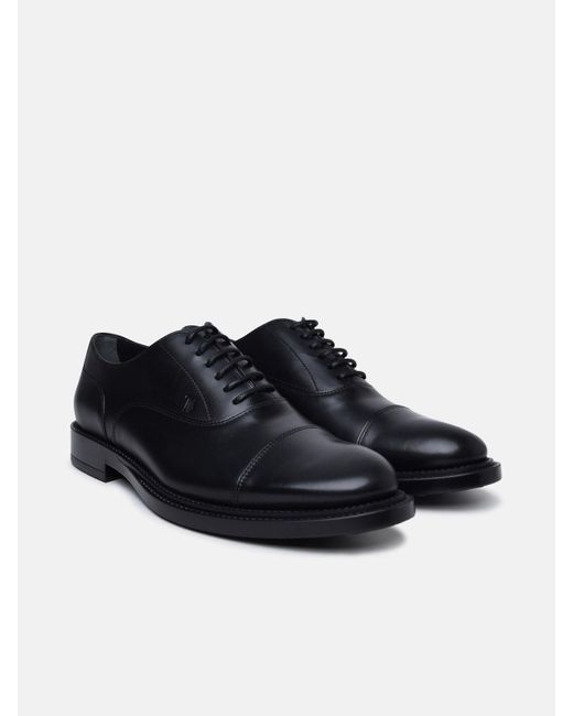 Tod's Black Smooth Leather Lace-up Shoes for men