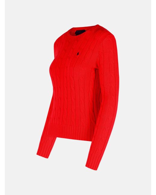 Polo Ralph Lauren Red 'julianna' Cotton Sweater