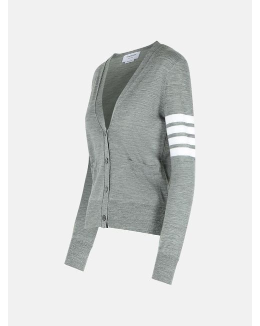 Thom Browne Gray '4-bar' Virgin Wool Cardigan