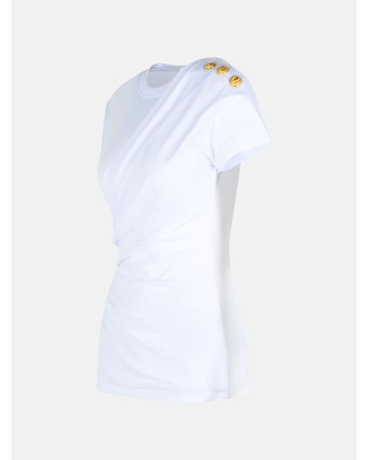 Balmain White Cotton T-Shirt