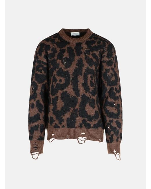 Laneus Black Two-Tone Merino Wool Blend Sweater for men