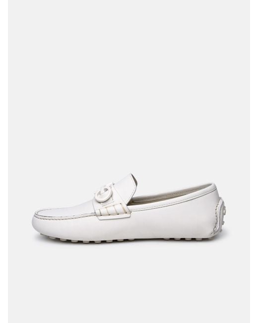 Ferragamo White Leather Loafers for men