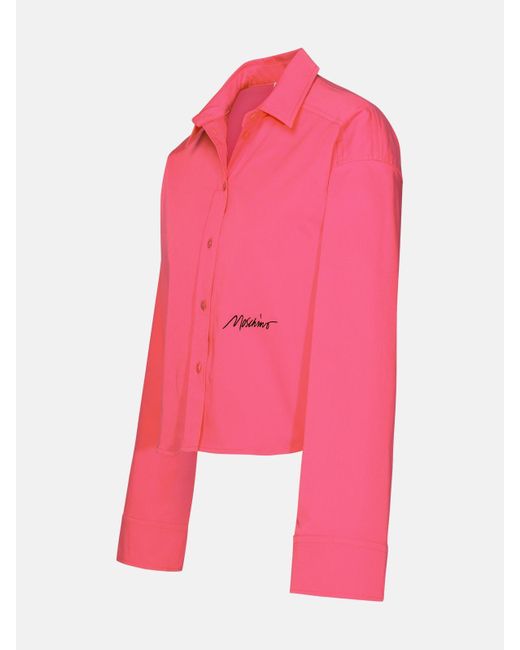 Moschino Pink Logo Long-Sleeved Shirt