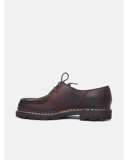 Paraboot Brown 'michael' Leather Derby Shoes for men