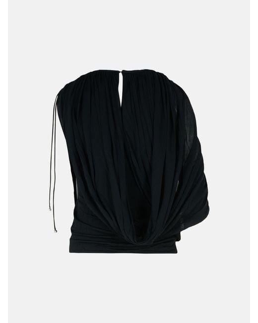 Lanvin Black 'Draped' Viscose Blend Top