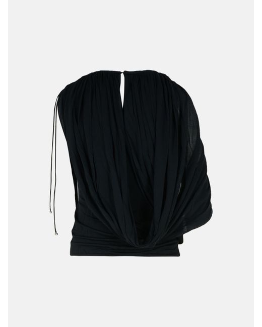 Lanvin Black 'draped' Viscose Blend Top