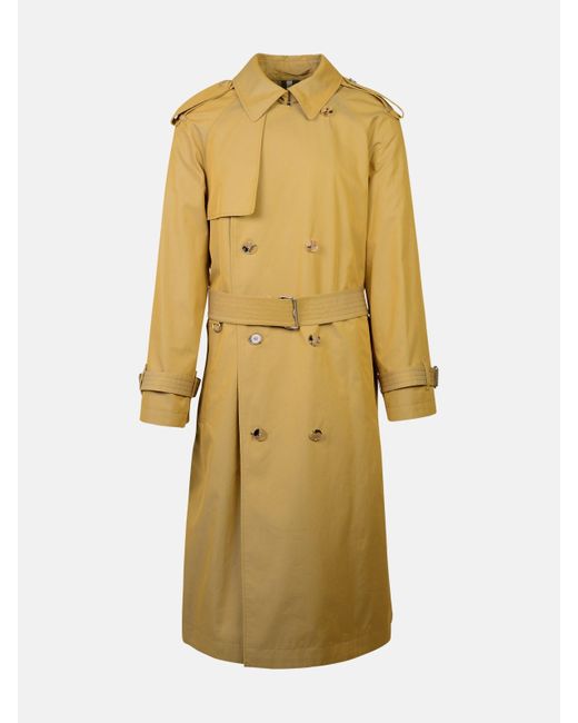 Burberry Yellow Cotton Trench Coat for men