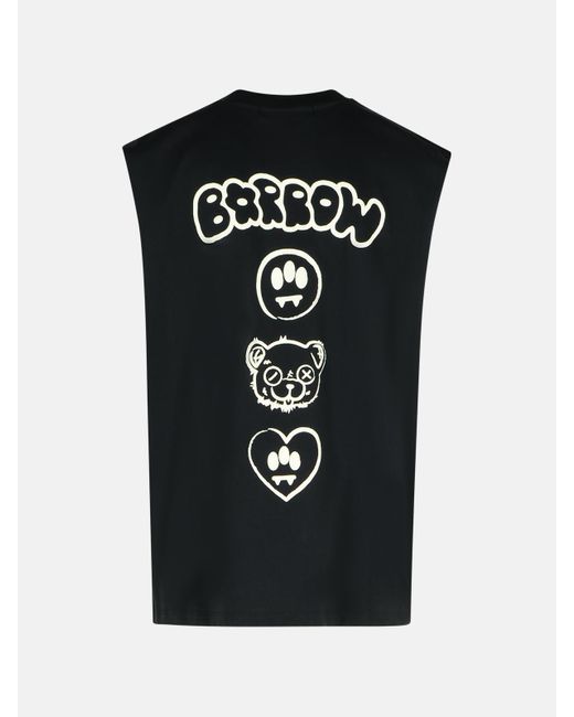 Barrow Black Cotton Tank Top for men