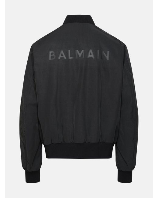 Balmain Black Nylon Bomber Jacket for men