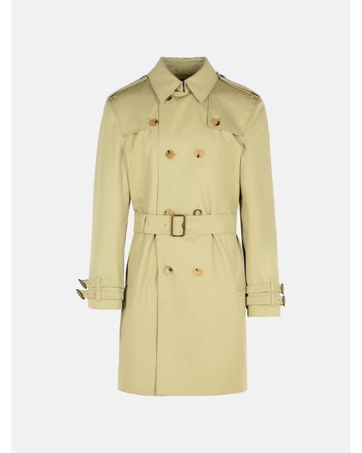Burberry Green Cotton Trench Coat for men