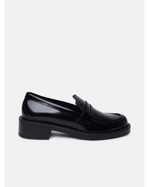 Stuart Weitzman Black Shiny Leather Loafers