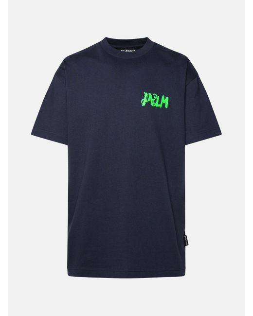 Palm Angels Blue Cotton T-shirt for men