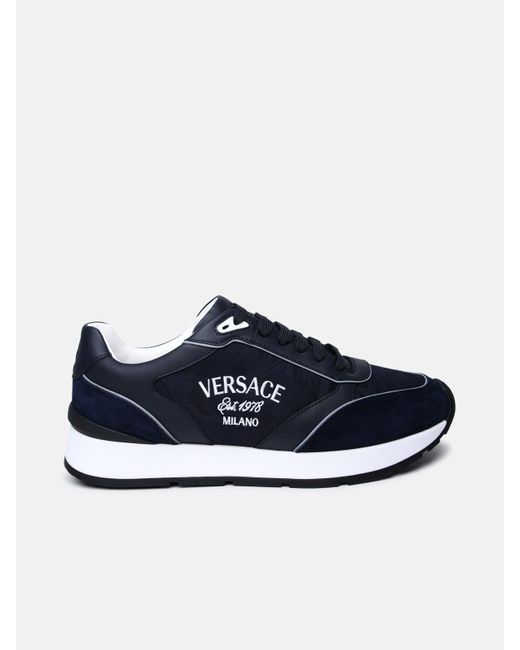 Versace Blue Suede Blend Sneakers for men
