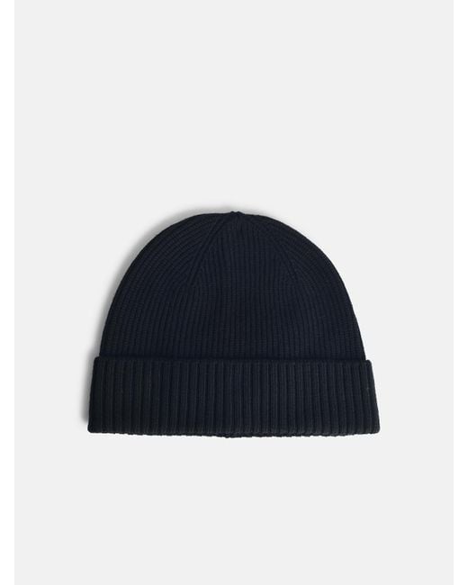 Seven Gauge Blue Wool Beanie for men