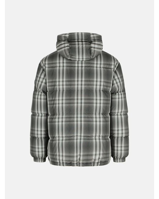 Burberry Gray Gradient 'Check' Hooded Polyester Down Jacket for men