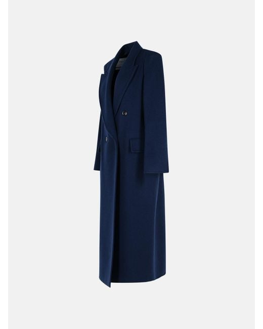 Max Mara Blue 'Albania' Virgin Wool Blend Coat