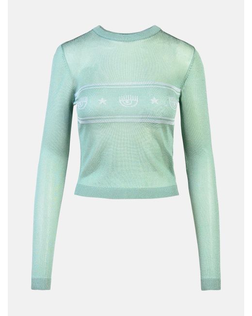 Chiara Ferragni Green Viscose Blend Sweater