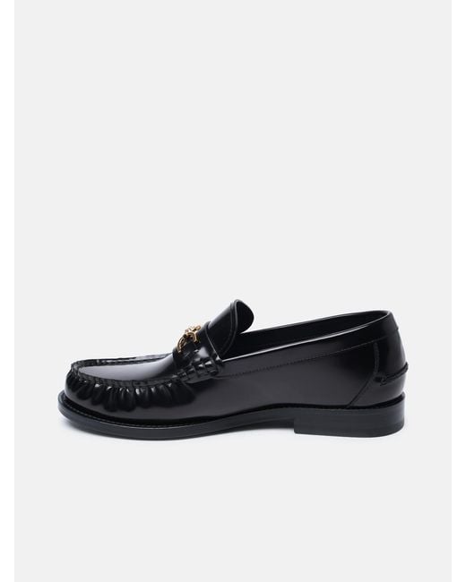 Versace Black Leather Loafers for men
