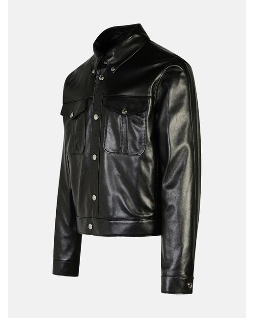 Versace Black Leather Jacket for men