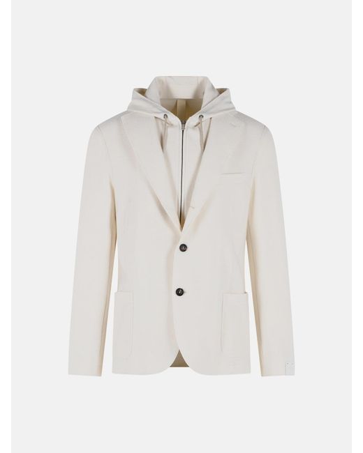 Eleventy White Wool Hooded Blazer for men
